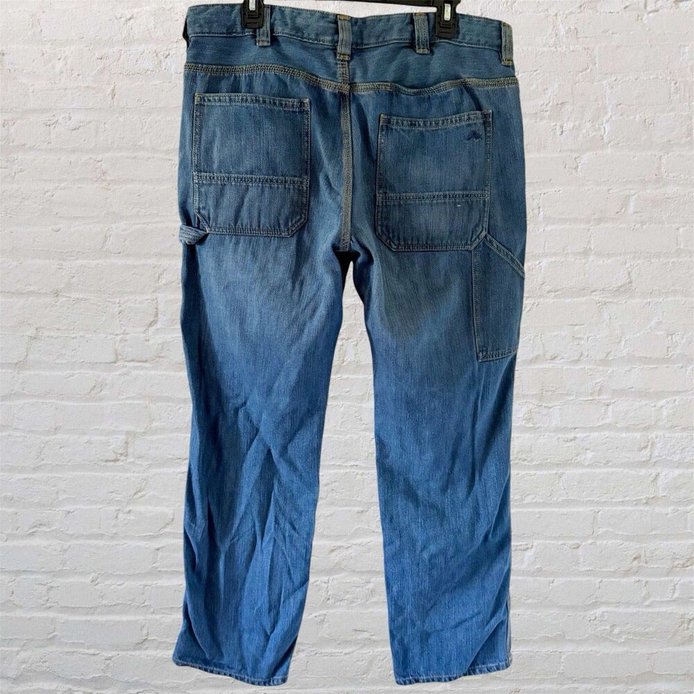 RidgeCut Toughwear Carpenter Jeans Men 36x32 Straight Leg Blue Denim Hammer Loop